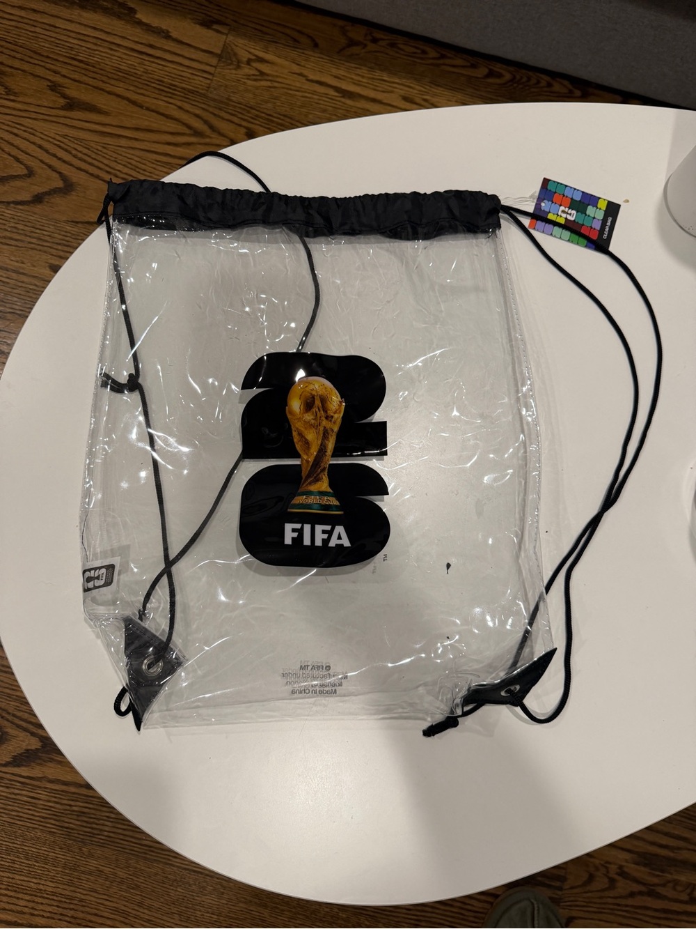 FIFA Clear Drawstring Backpack with Black Trim